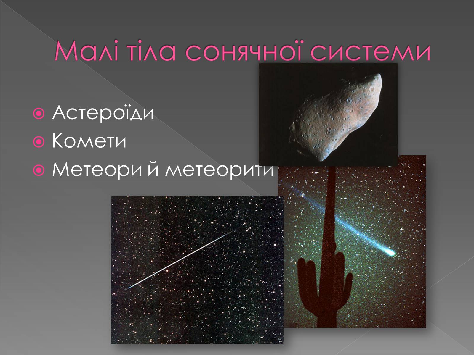 Презентація на тему «Малі тіла сонячної системи» (варіант 1) - Слайд #2 Презентація на тему «Малі тіла сонячної системи» (варіант 1) - Слайд #2