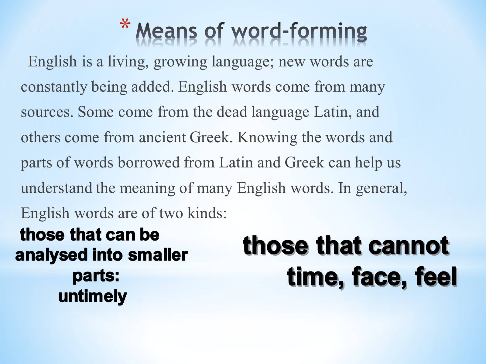 Презентація на тему «Modern English Word Formation» - Слайд #9 Презентація на тему «Modern English Word Formation» - Слайд #9