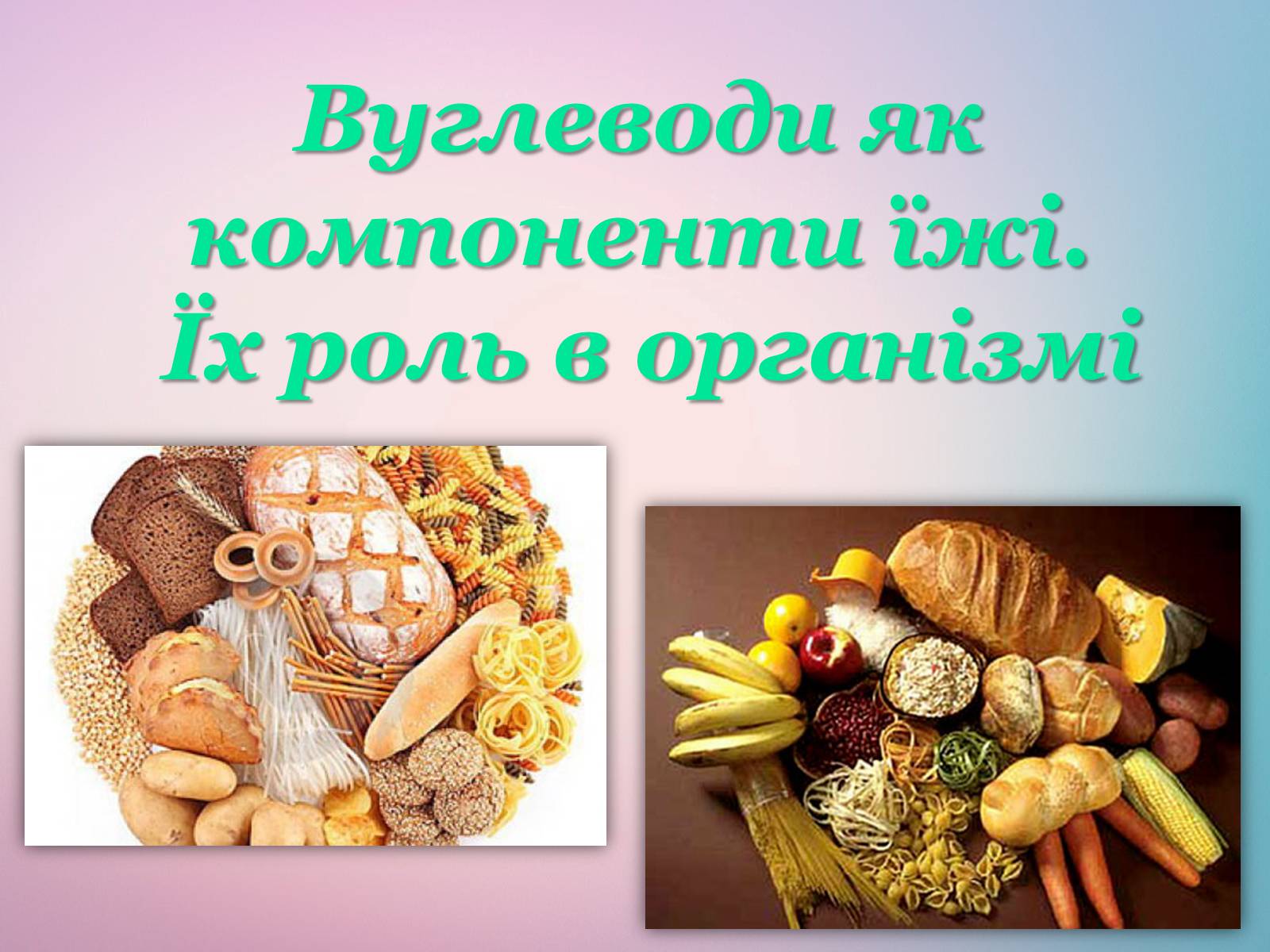 Презентація на тему «Вуглеводи як компоненти їжі, їх роль у житті людини» (варіант 21) - Слайд #1 Презентація на тему «Вуглеводи як компоненти їжі, їх роль у житті людини» (варіант 21) - Слайд #1