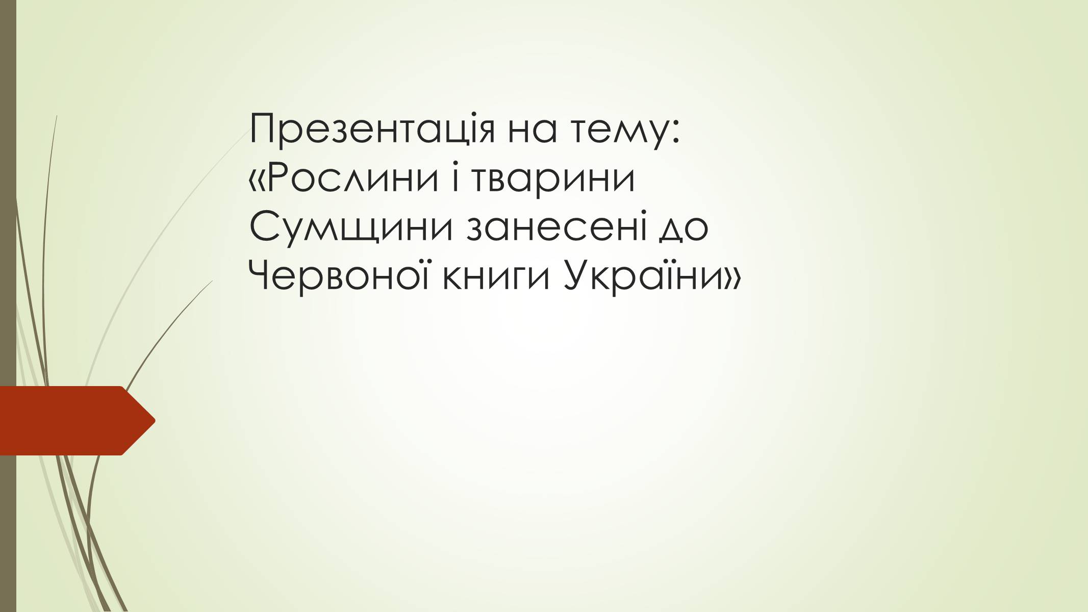 Презентація на тему «Рослини і тварини Сумщини занесені до Червоної книги України» - Слайд #1 Презентація на тему «Рослини і тварини Сумщини занесені до Червоної книги України» - Слайд #1