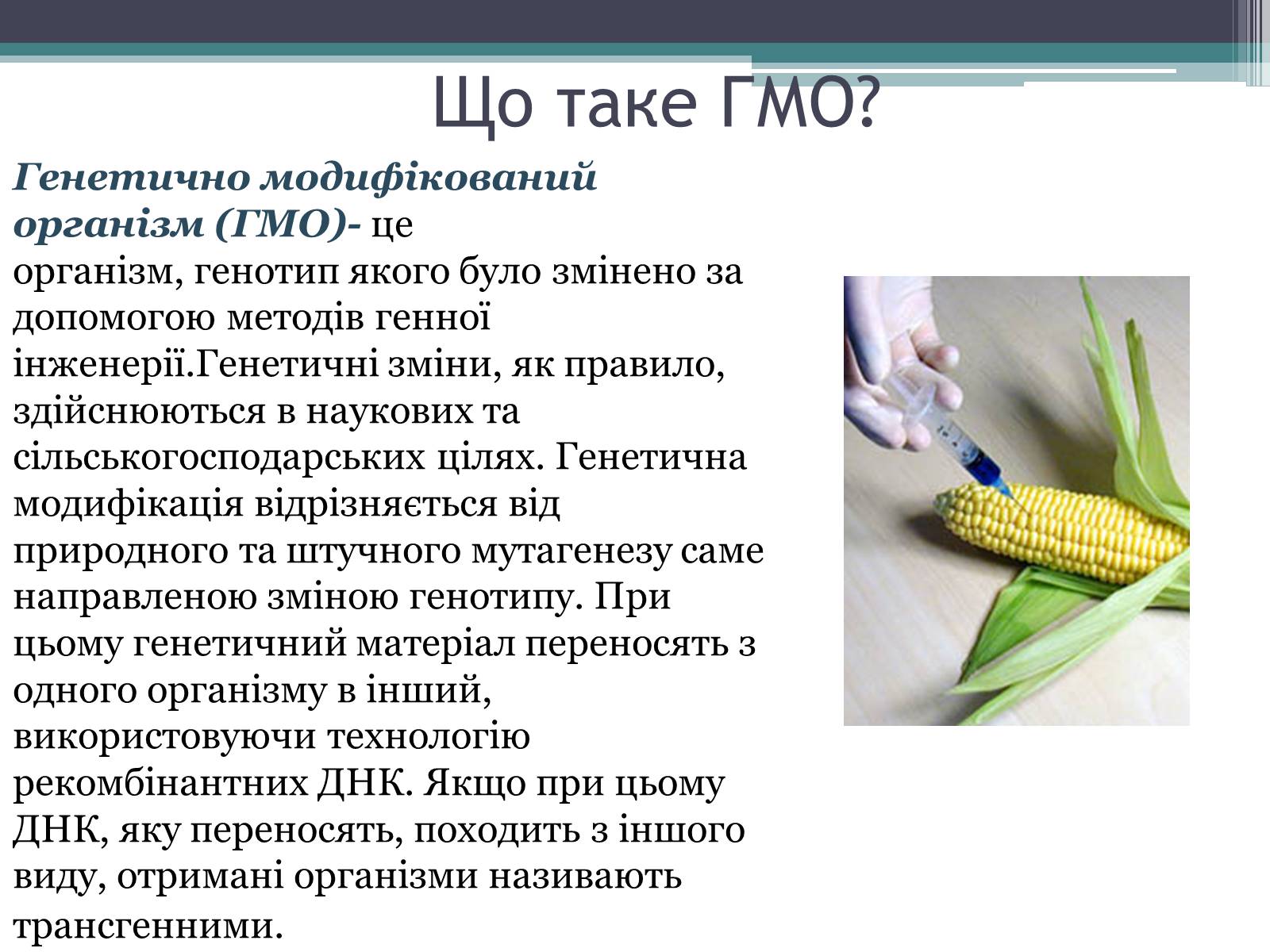 Презентація на тему «Генетично модифіковані організми» (варіант 3) - Слайд #2 Презентація на тему «Генетично модифіковані організми» (варіант 3) - Слайд #2