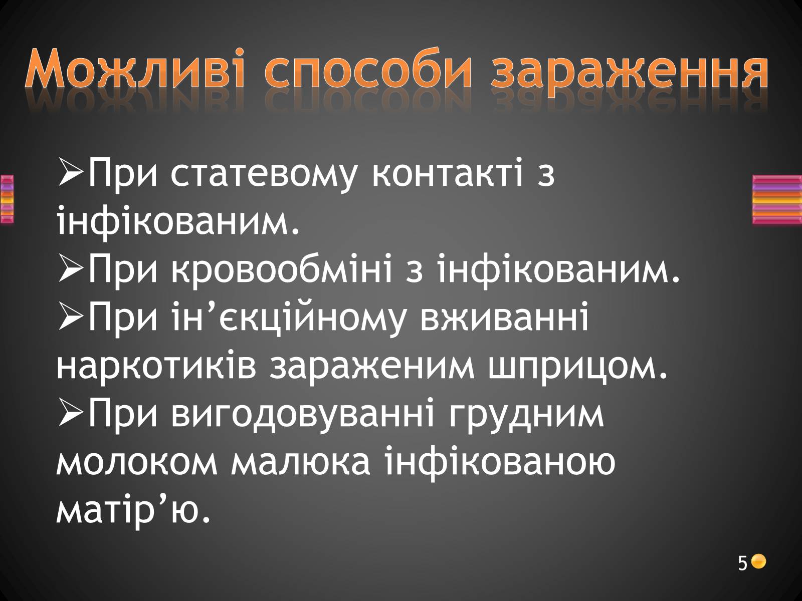 Презентація на тему «ВІЛ. СНІД. інфекції ІПСШ: шляхи передачі і методи захисту» (варіант 3) - Слайд #5 Презентація на тему «ВІЛ. СНІД. інфекції ІПСШ: шляхи передачі і методи захисту» (варіант 3) - Слайд #5