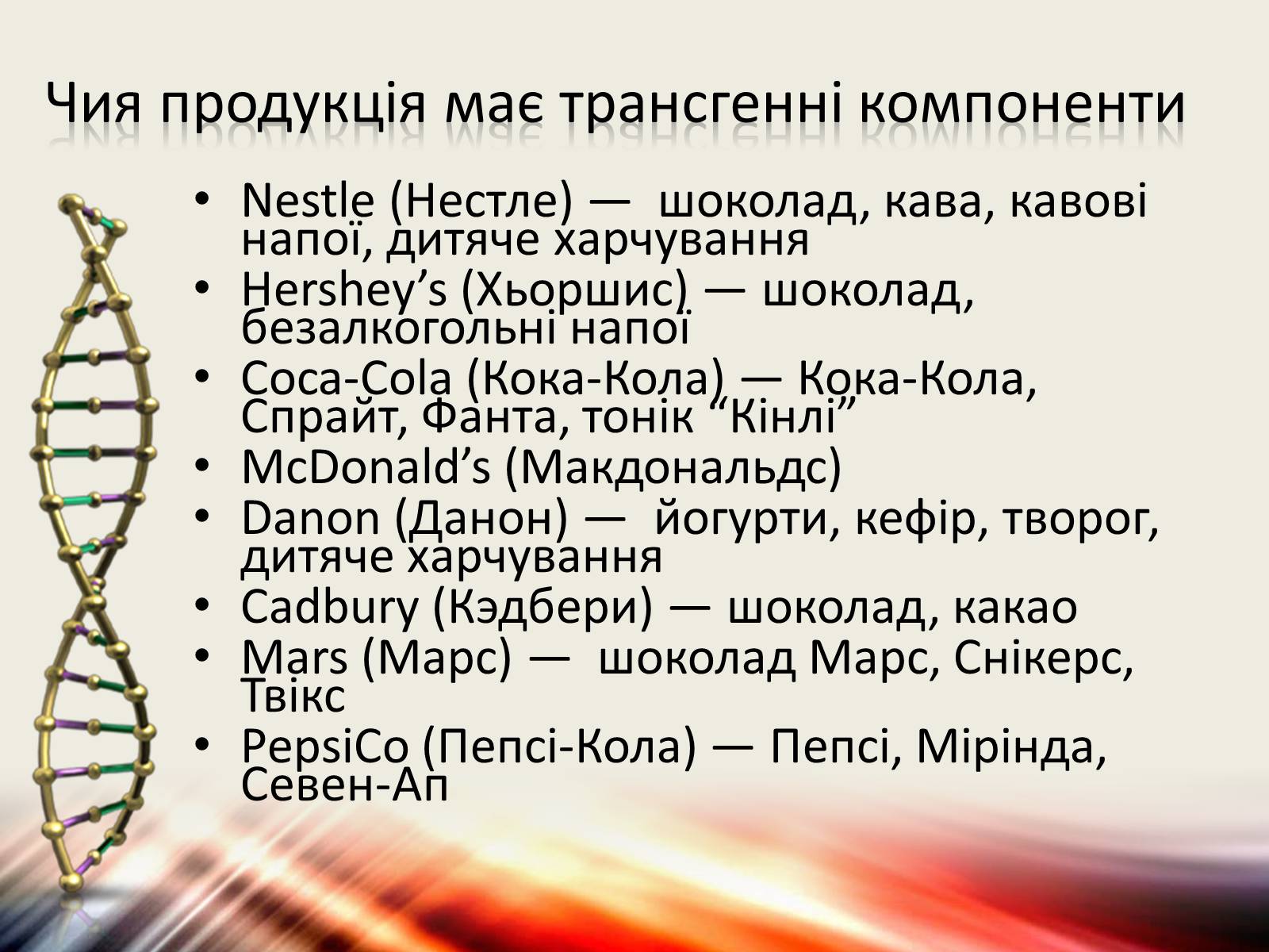 Презентація на тему «Трансгенні організми» (варіант 6) - Слайд #15 Презентація на тему «Трансгенні організми» (варіант 6) - Слайд #15