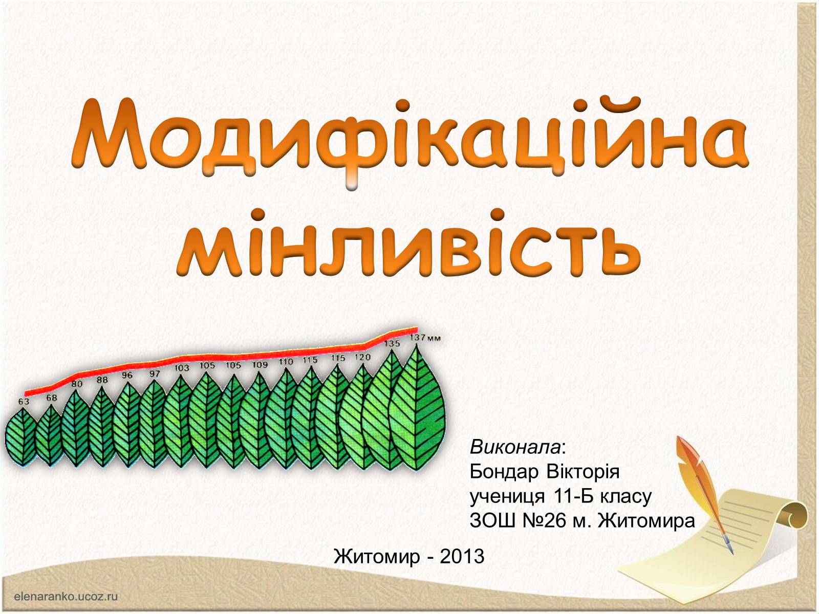 Презентація на тему «Модифікаційна мінливість» (варіант 1) - Слайд #1 Презентація на тему «Модифікаційна мінливість» (варіант 1) - Слайд #1