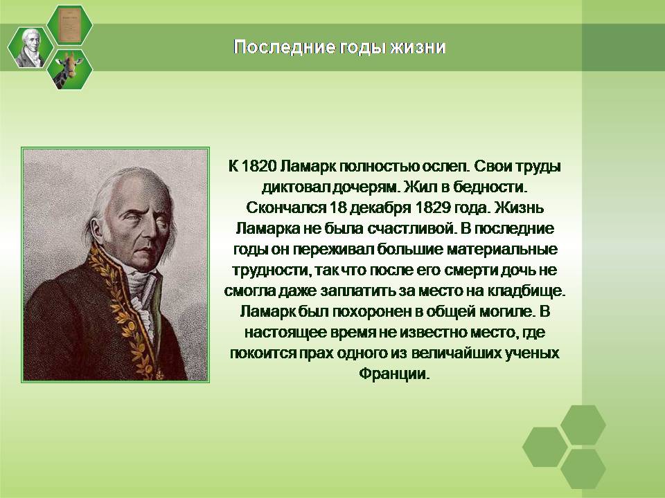 Презентація на тему «Жан Батист Ламарк» (варіант 2) - Слайд #19 Презентація на тему «Жан Батист Ламарк» (варіант 2) - Слайд #19