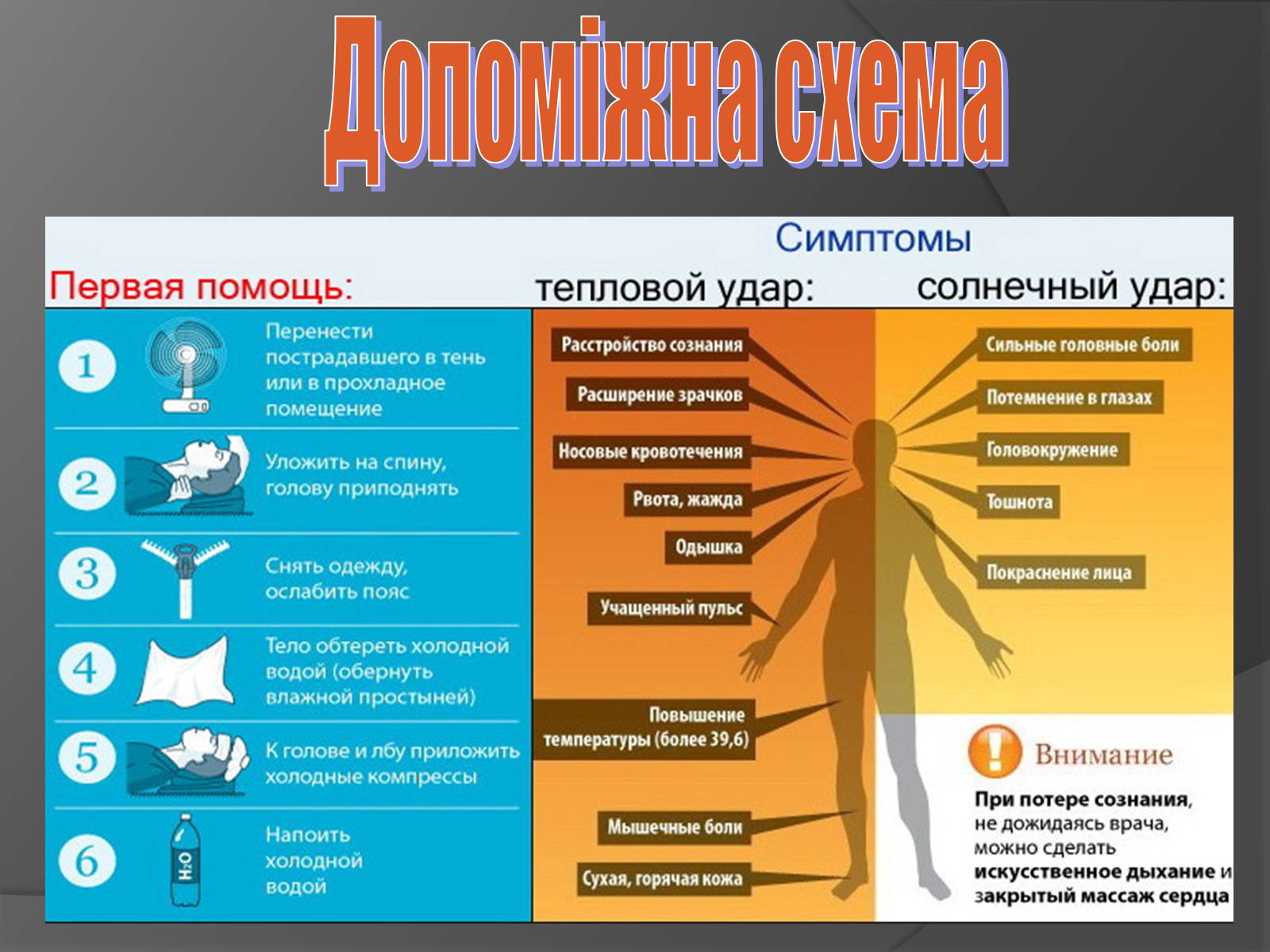 Презентація на тему «Тепловий та сонячний удар. Перша допомога при тепловому та сонячному ударах» - Слайд #9