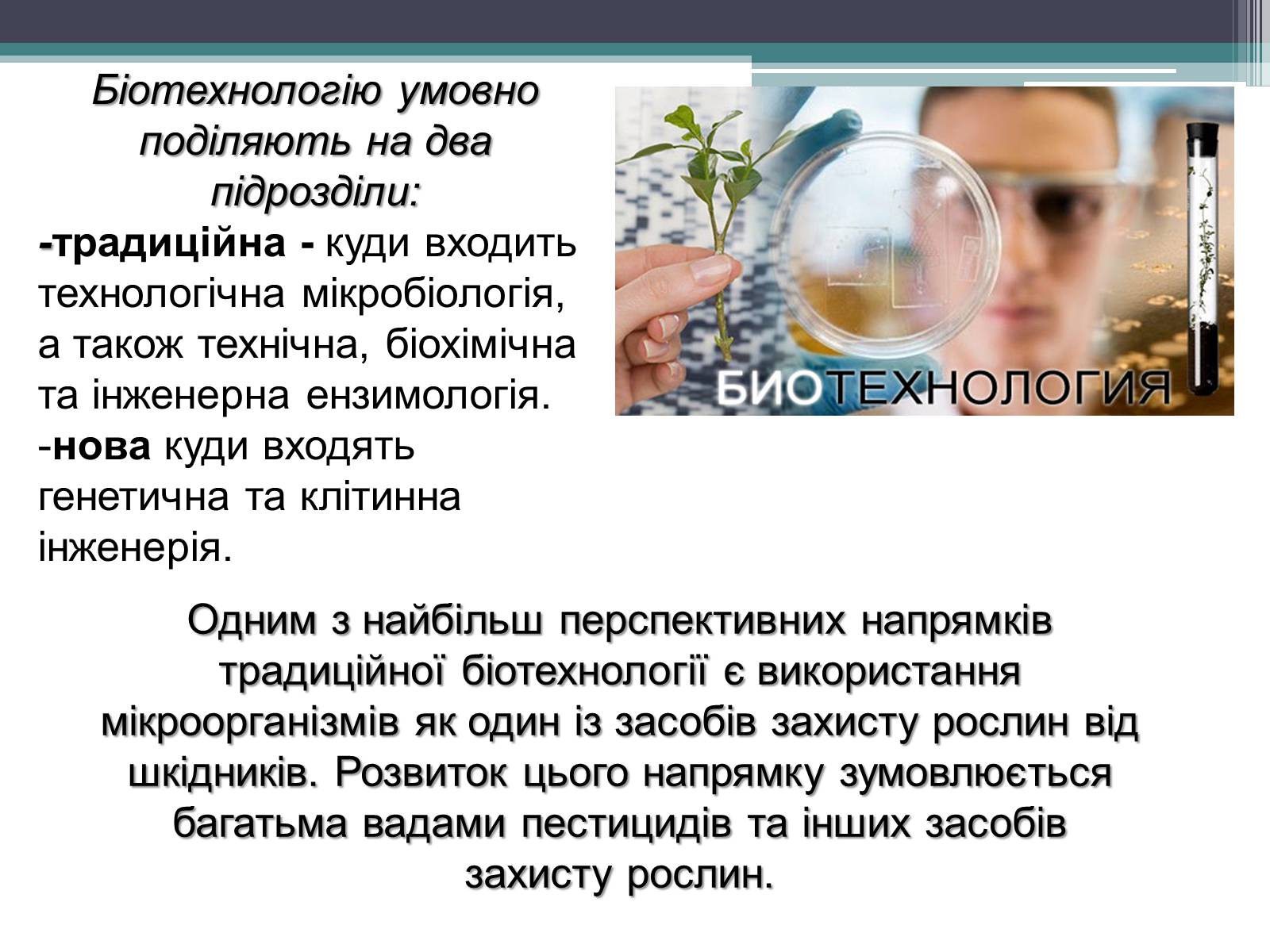Презентація на тему «Основні напрямки сучасної біотехнології» (варіант 3) - Слайд #4 Презентація на тему «Основні напрямки сучасної біотехнології» (варіант 3) - Слайд #4