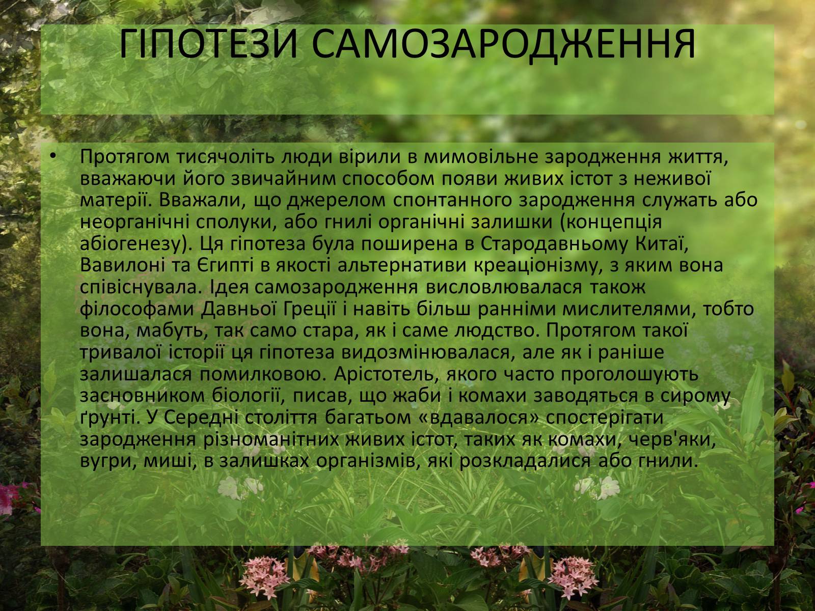 Презентація на тему «Гіпотези виникнення життя» (варіант 1) - Слайд #6 Презентація на тему «Гіпотези виникнення життя» (варіант 1) - Слайд #6