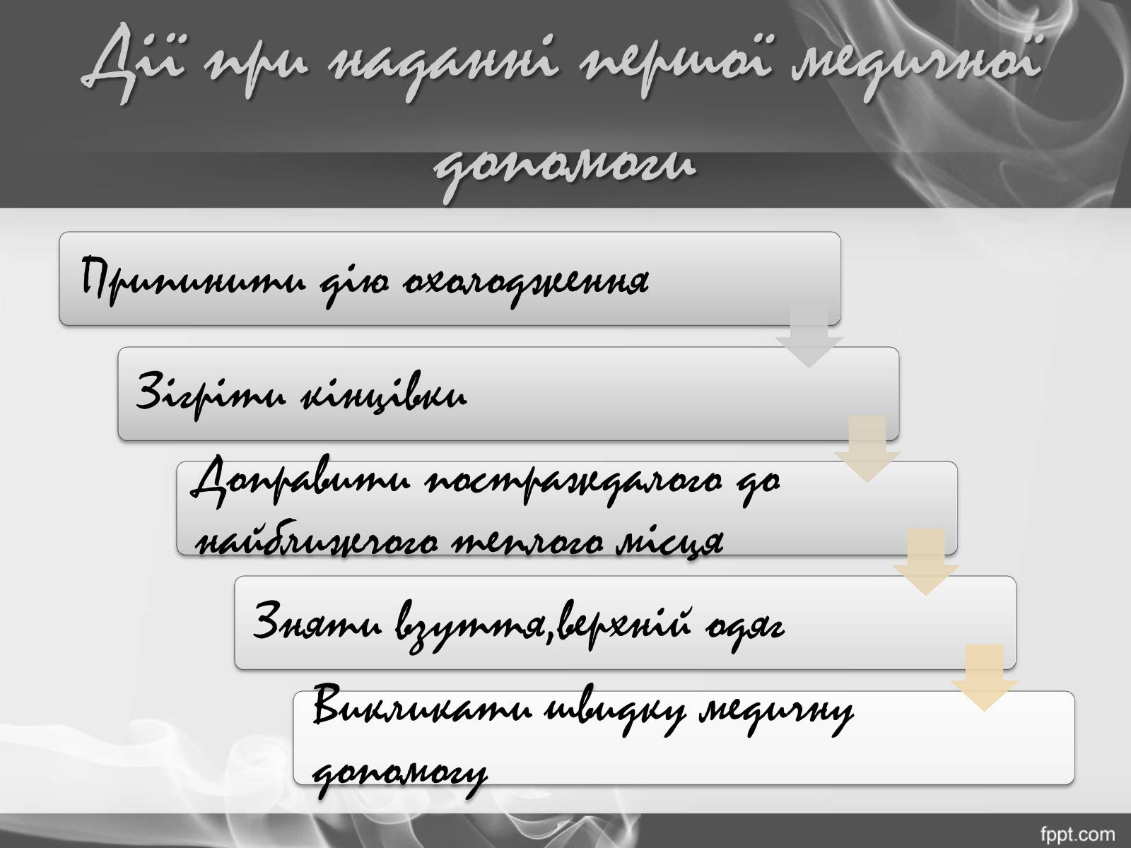 Презентація на тему «Надання першої допомоги при переохолодженні і обмороженні» - Слайд #7 Презентація на тему «Надання першої допомоги при переохолодженні і обмороженні» - Слайд #7