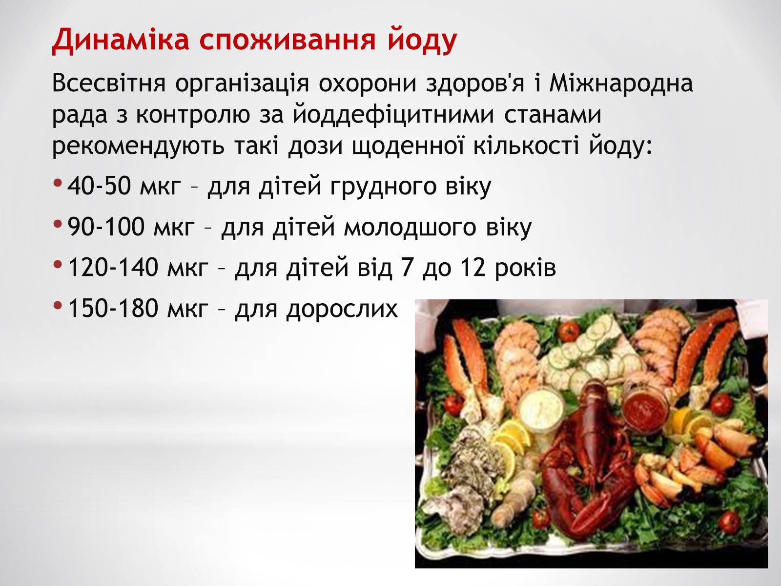 Презентація на тему «Біологічне значення та застосування йоду» - Слайд #10 Презентація на тему «Біологічне значення та застосування йоду» - Слайд #10