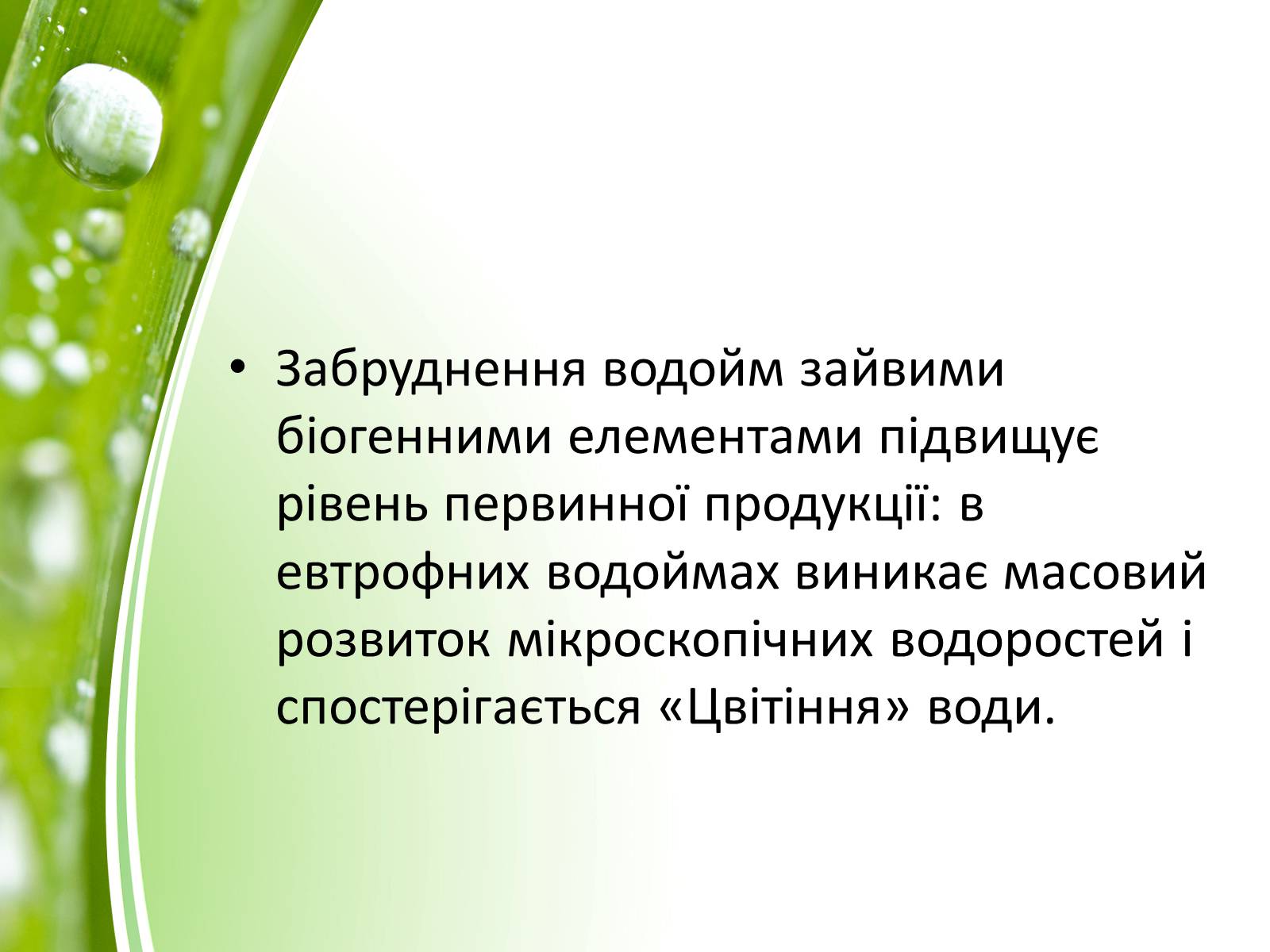Презентація на тему «Евтрофікація» - Слайд #19 Презентація на тему «Евтрофікація» - Слайд #19