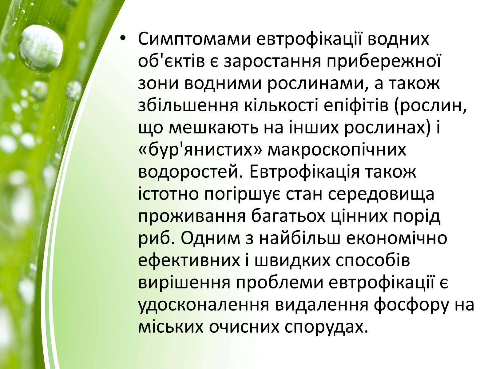 Презентація на тему «Евтрофікація» - Слайд #21 Презентація на тему «Евтрофікація» - Слайд #21