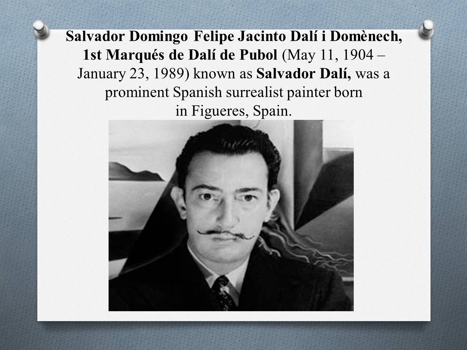 Презентація на тему «Salvador Dali» (варіант 2) - Слайд #2 Презентація на тему «Salvador Dali» (варіант 2) - Слайд #2