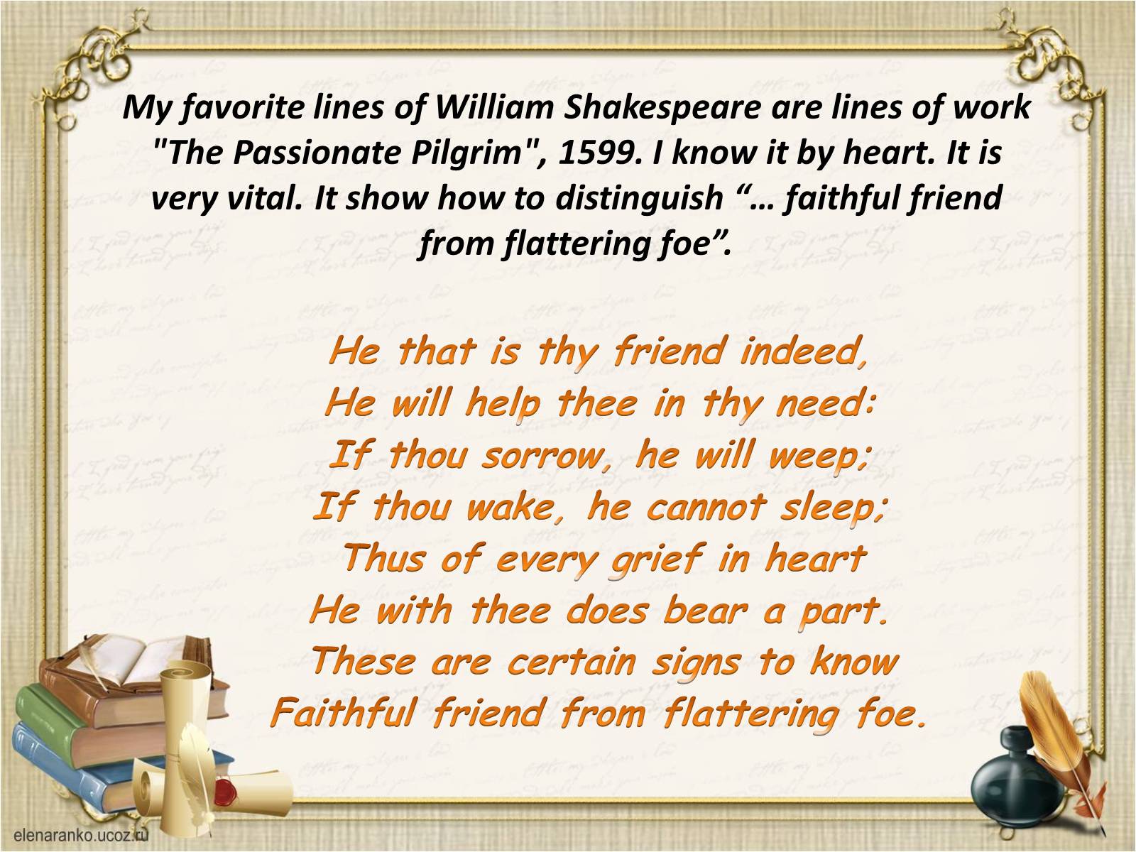 Презентація на тему «William Shakespeare» (варіант 4) - Слайд #10 Презентація на тему «William Shakespeare» (варіант 4) - Слайд #10