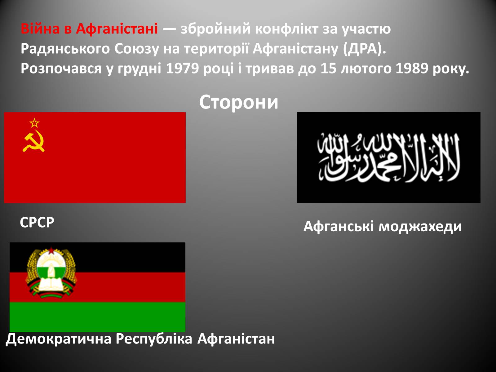 Презентація на тему «Афганська війна (1979—1989)» (варіант 2) - Слайд #2 Презентація на тему «Афганська війна (1979—1989)» (варіант 2) - Слайд #2
