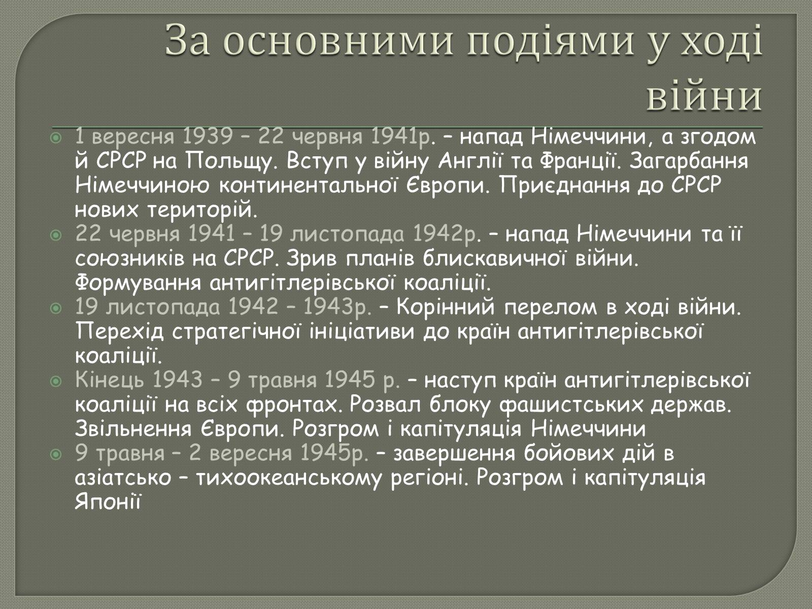 Презентація на тему «Періодизація Другої світової війни» - Слайд #7 Презентація на тему «Періодизація Другої світової війни» - Слайд #7