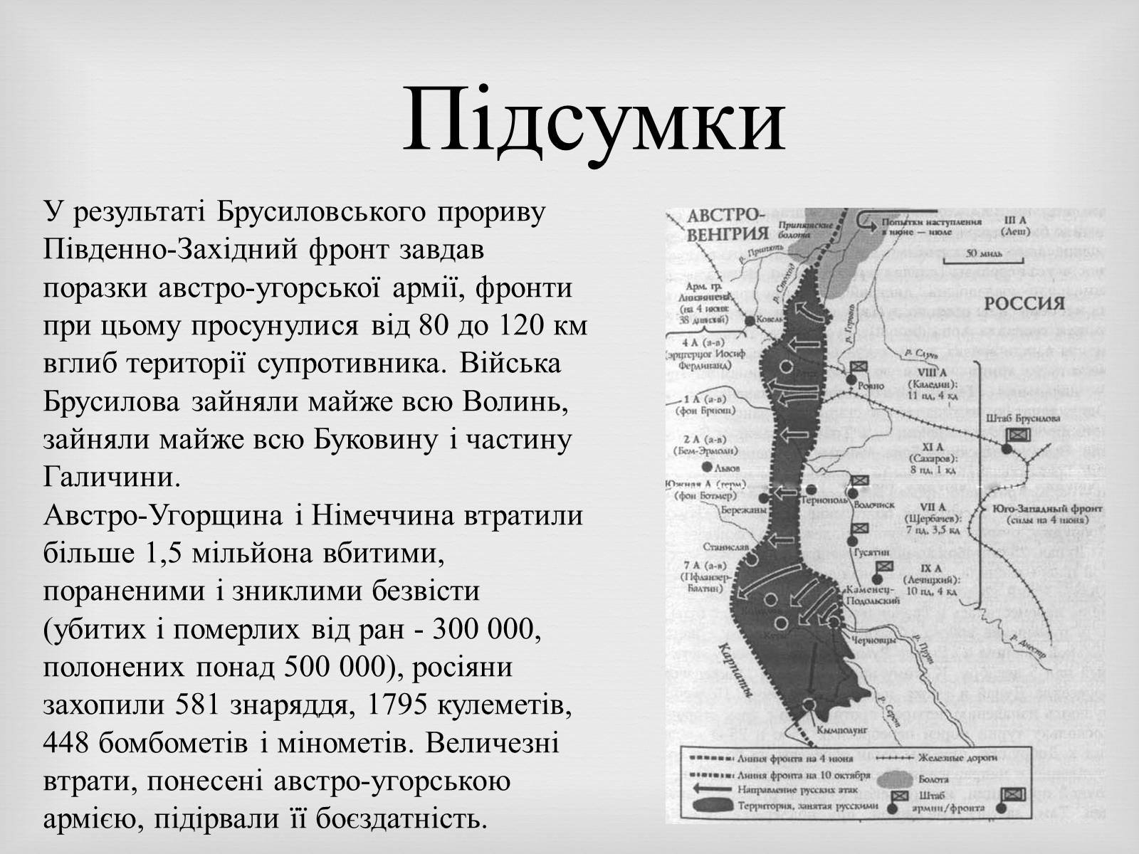 Презентація на тему «Брусилiвський прорив» - Слайд #13 Презентація на тему «Брусилiвський прорив» - Слайд #13