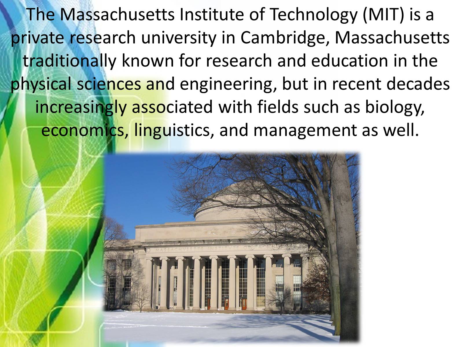Презентація на тему «Massachusetts Institute of Technology» - Слайд #2 Презентація на тему «Massachusetts Institute of Technology» - Слайд #2
