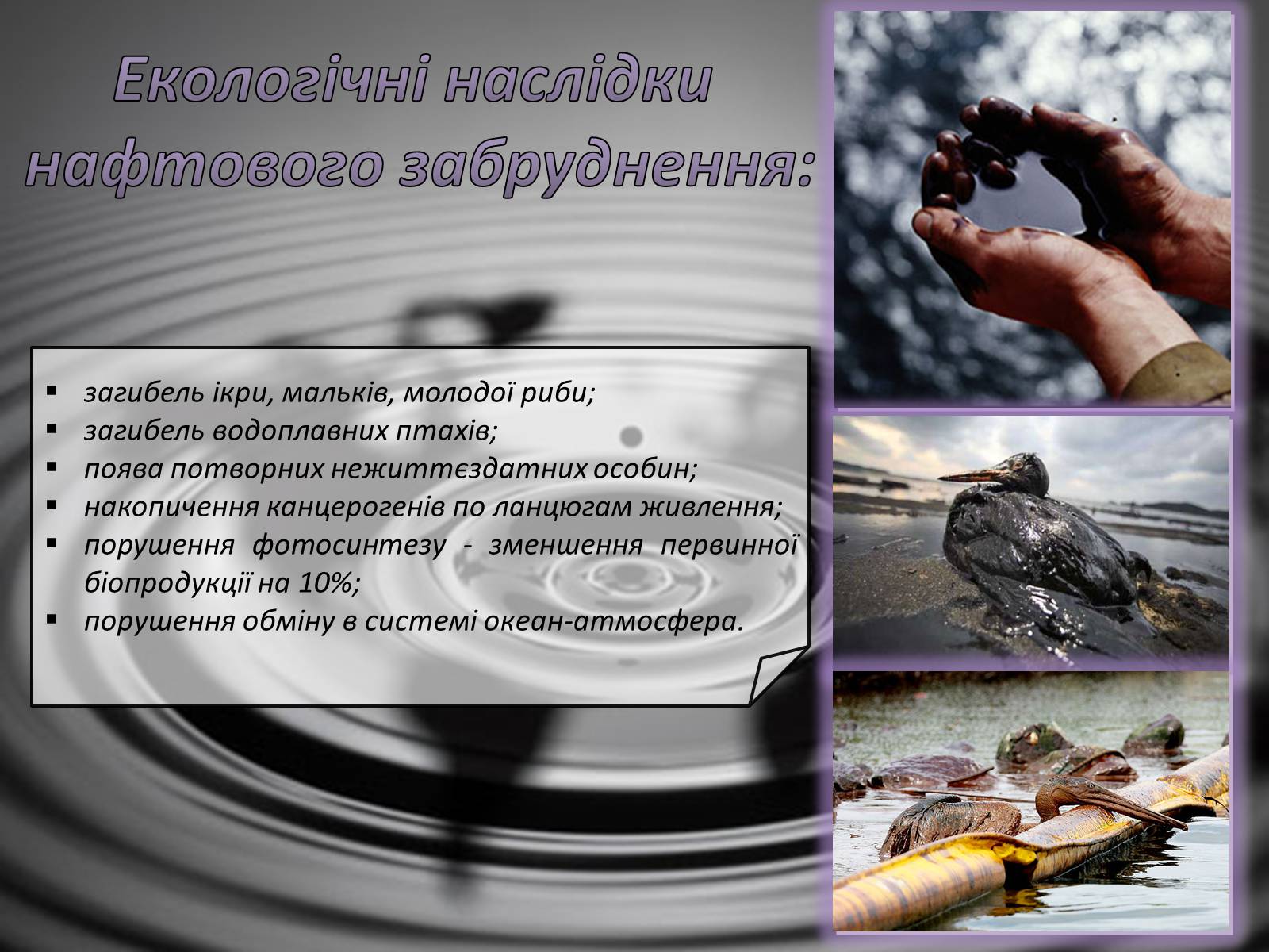 Презентація на тему «Охорона навколишнього середовища від забруднень під час переробки вуглеводневої сировини та використанні її продуктів переробки» (варіант 1) - Слайд #14 Презентація на тему «Охорона навколишнього середовища від забруднень під час переробки вуглеводневої сировини та використанні її продуктів переробки» (варіант 1) - Слайд #14