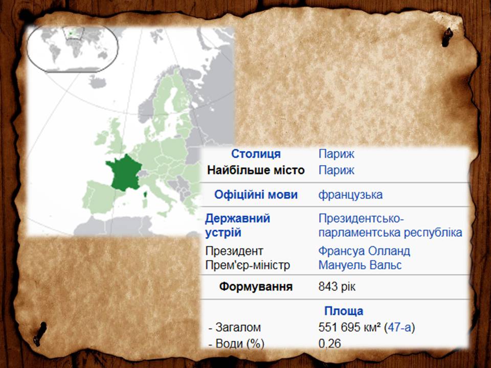 Презентація на тему «Франція» (варіант 46) - Слайд #6 Презентація на тему «Франція» (варіант 46) - Слайд #6