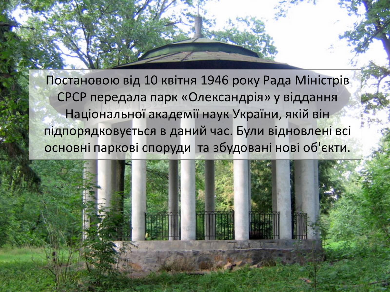 Презентація на тему «Державний дендрологічний парк «Олександрія»» - Слайд #12 Презентація на тему «Державний дендрологічний парк «Олександрія»» - Слайд #12