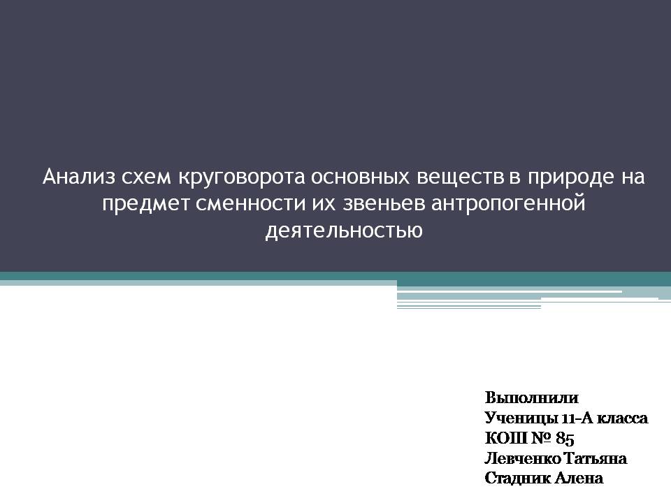 Презентація на тему «Анализ схем круговорота основных веществ в природе» - Слайд #1 Презентація на тему «Анализ схем круговорота основных веществ в природе» - Слайд #1