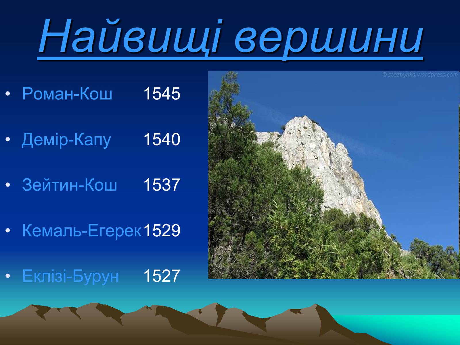 Презентація на тему «Кримські гори» (варіант 1) - Слайд #4 Презентація на тему «Кримські гори» (варіант 1) - Слайд #4