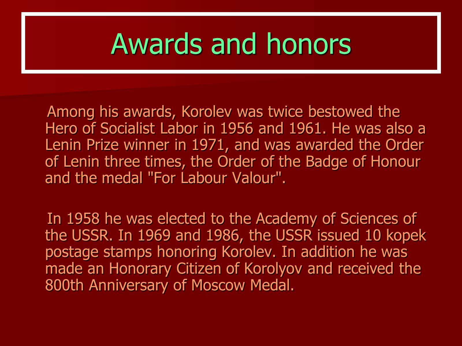 Презентація на тему «Sergei Pavlovich Korolev» - Слайд #10 Презентація на тему «Sergei Pavlovich Korolev» - Слайд #10