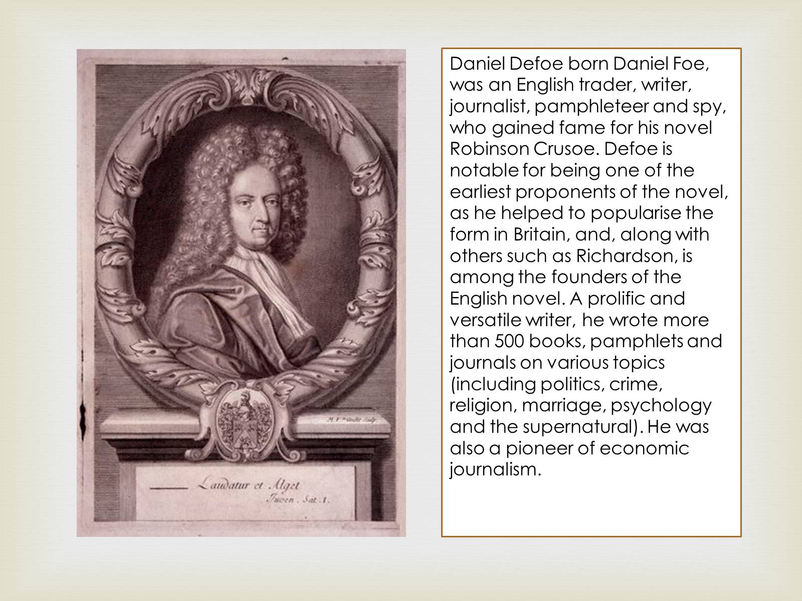 Презентація на тему «Daniel Defoe» - Слайд #2 Презентація на тему «Daniel Defoe» - Слайд #2
