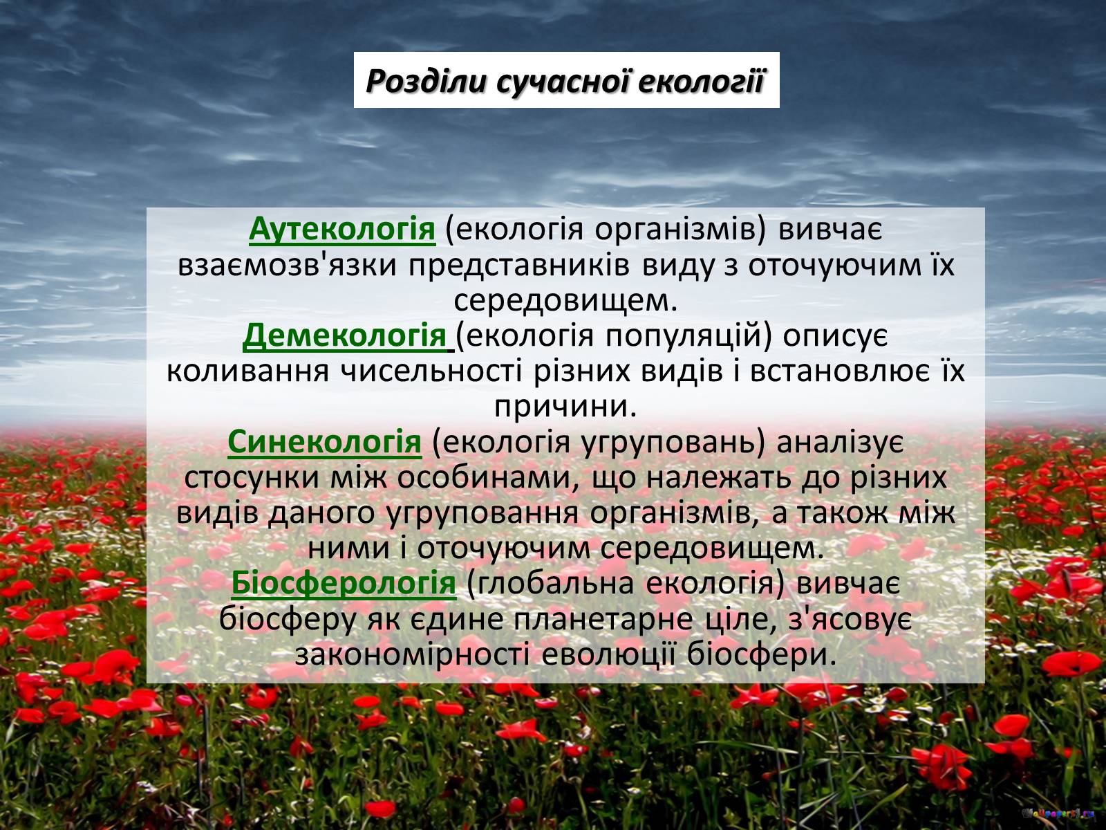 Презентація на тему «Структура сучасної екології та її місце в системі наук» (варіант 2) - Слайд #6 Презентація на тему «Структура сучасної екології та її місце в системі наук» (варіант 2) - Слайд #6