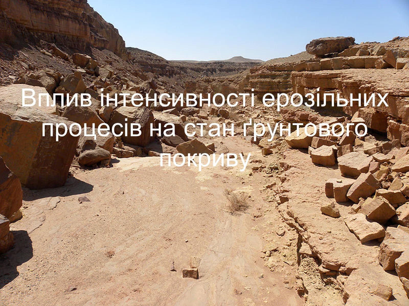 Презентація на тему «Вплив інтенсивності ерозільних процесів на стан ґрунтового покриву» - Слайд #1 Презентація на тему «Вплив інтенсивності ерозільних процесів на стан ґрунтового покриву» - Слайд #1