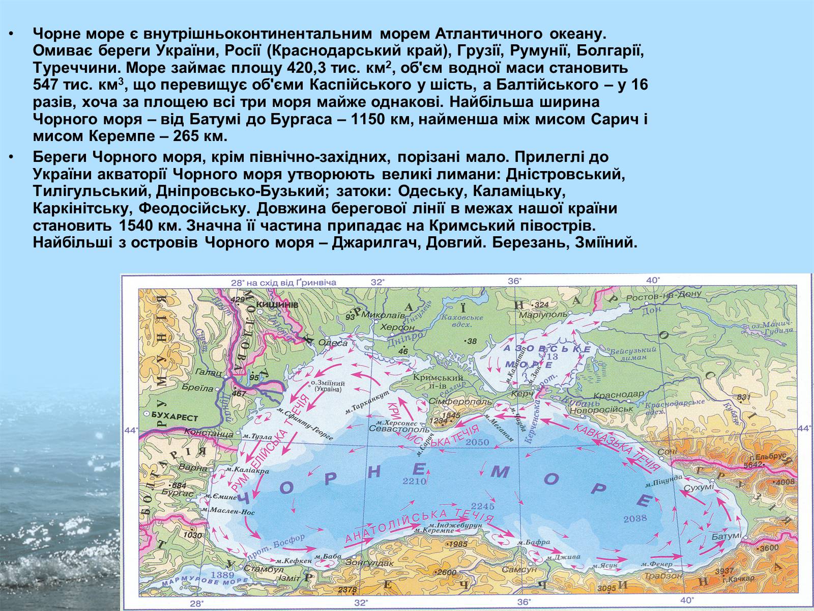 Презентація на тему «Фізико - географічна характеристика Чорного моря» - Слайд #2 Презентація на тему «Фізико - географічна характеристика Чорного моря» - Слайд #2