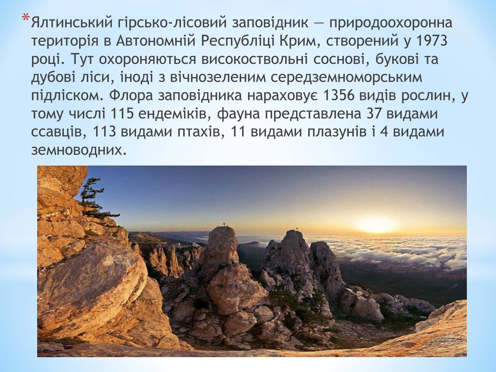 Презентація на тему «Ялтинський гірно-лісний заповідник» - Слайд #2 Презентація на тему «Ялтинський гірно-лісний заповідник» - Слайд #2