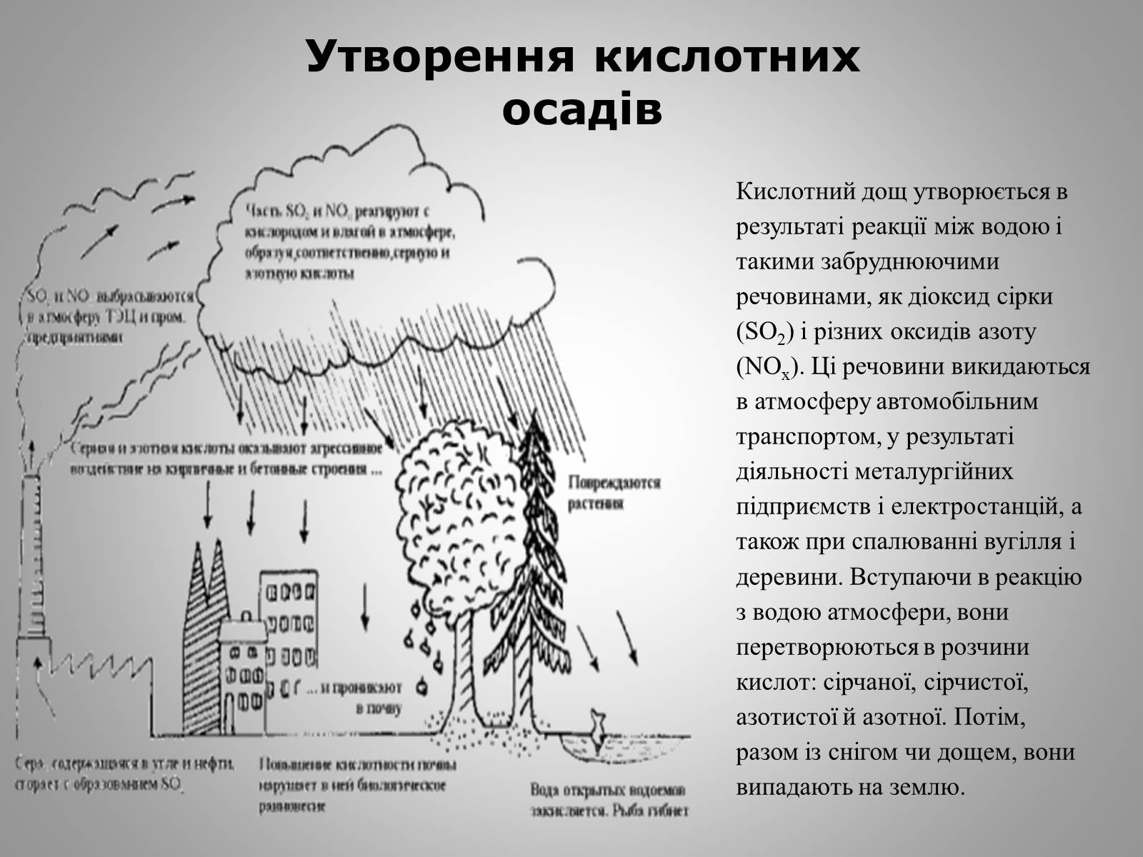 Презентація на тему «Кислотні дощі» (варіант 15) - Слайд #6 Презентація на тему «Кислотні дощі» (варіант 15) - Слайд #6