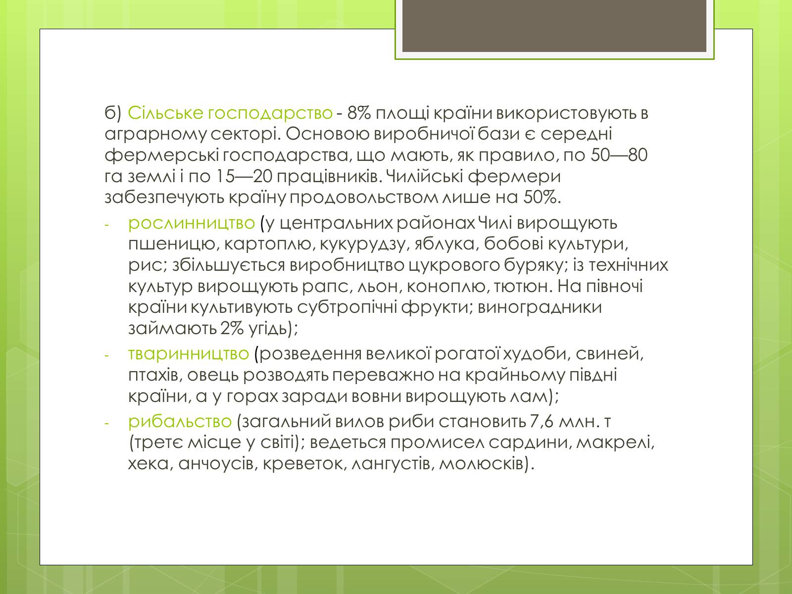Презентація на тему «Характеристика Чилі» - Слайд #12 Презентація на тему «Характеристика Чилі» - Слайд #12