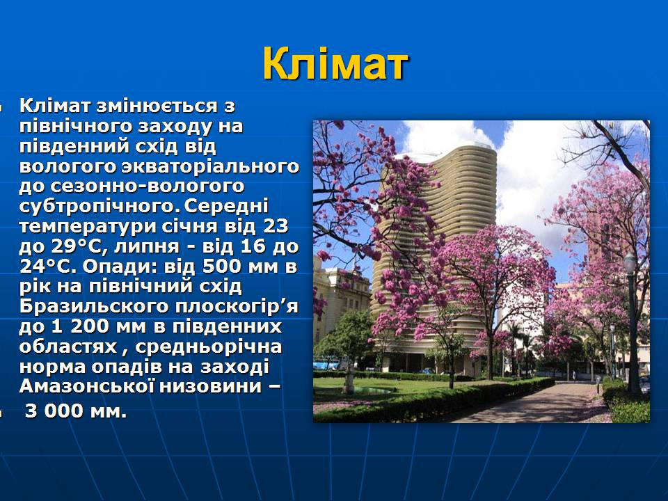 Презентація на тему «Бразилія» (варіант 16) - Слайд #6 Презентація на тему «Бразилія» (варіант 16) - Слайд #6