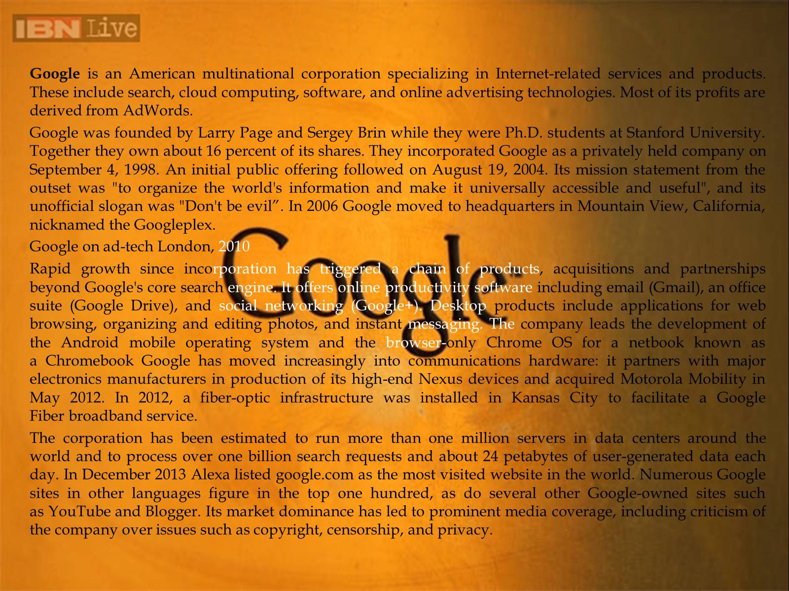 Презентація на тему «Google» - Слайд #2 Презентація на тему «Google» - Слайд #2