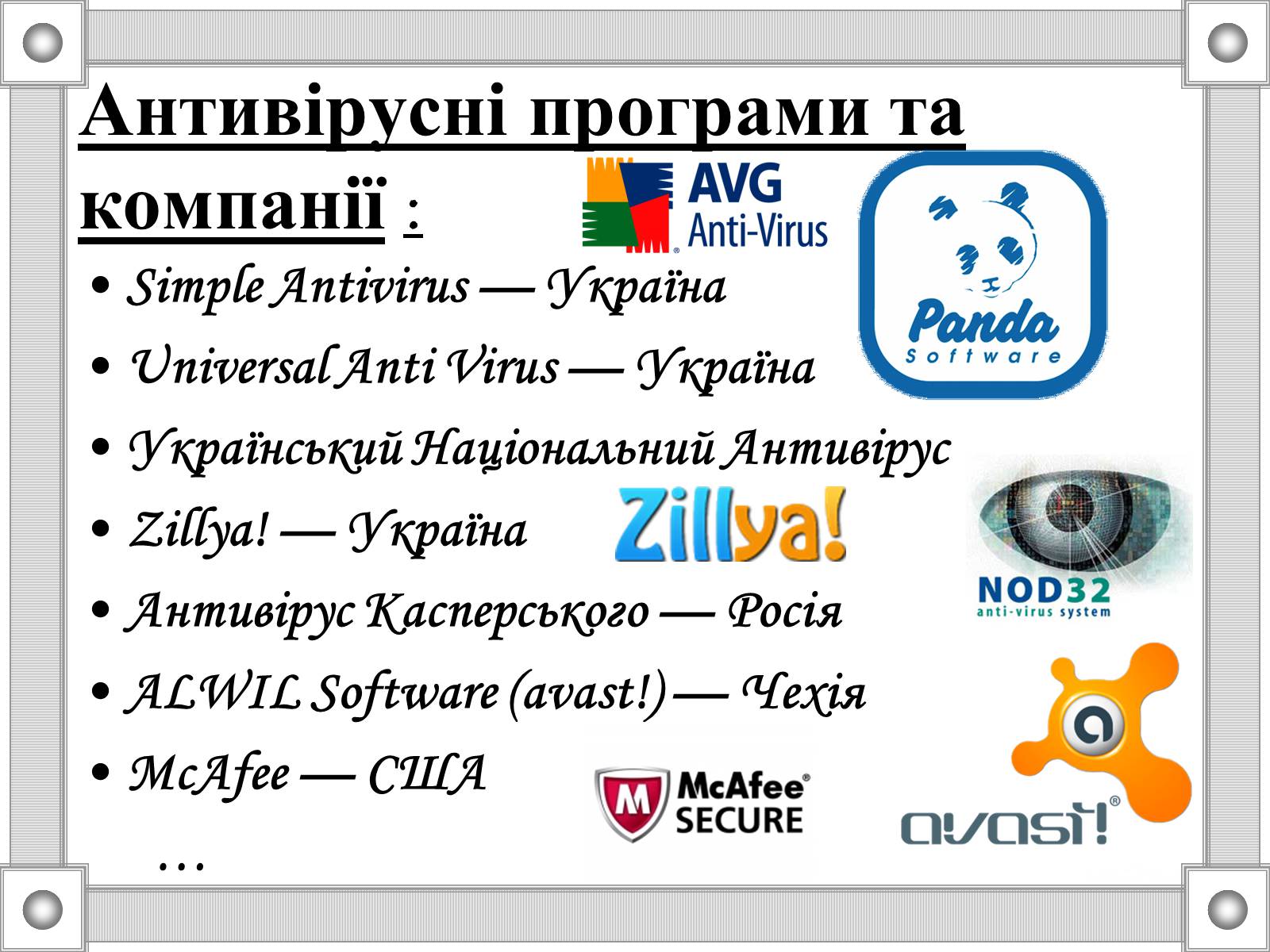 Презентація на тему «Антивірусні програми» - Слайд #8 Презентація на тему «Антивірусні програми» - Слайд #8