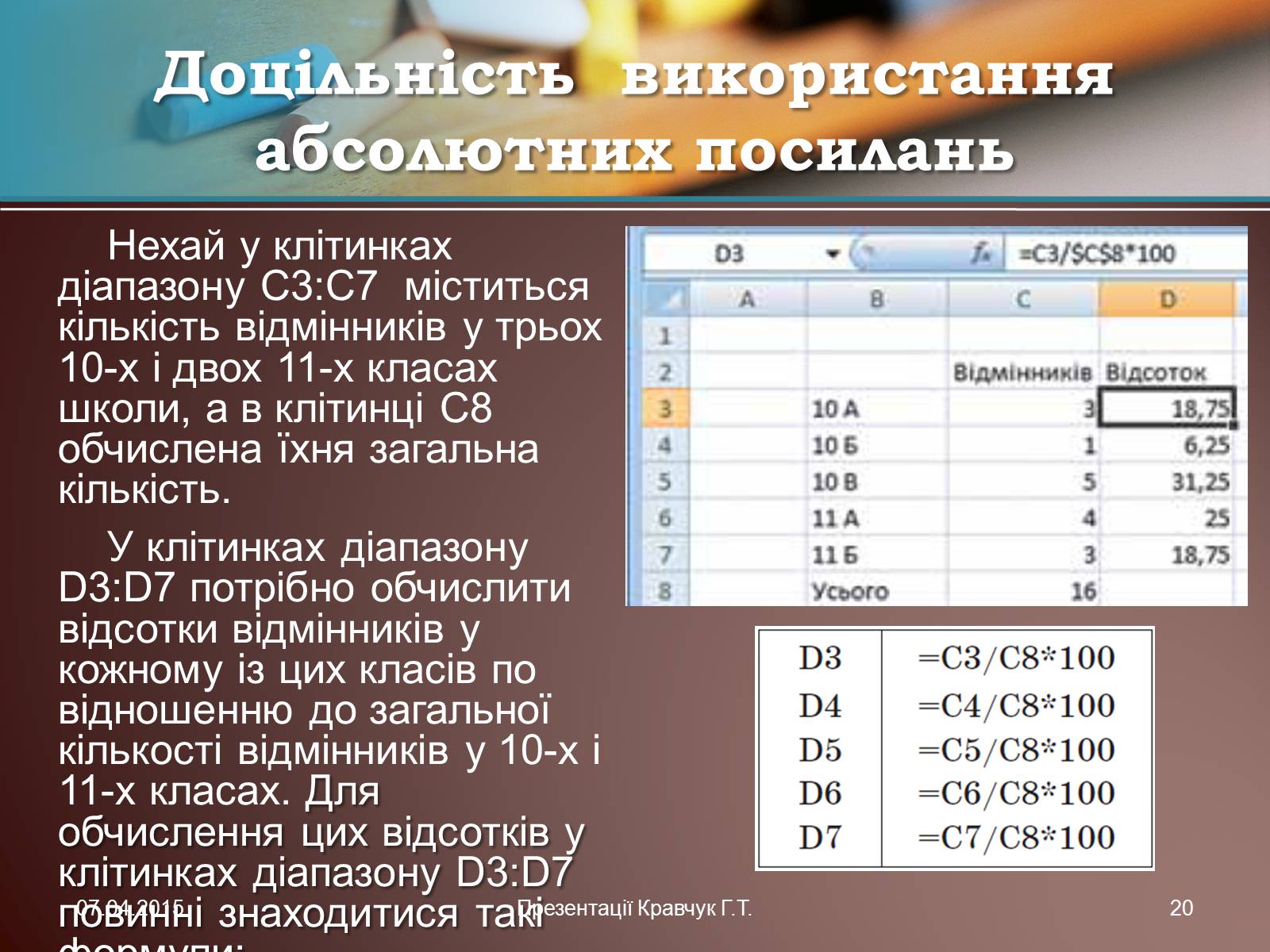 Презентація на тему «Електронні таблиці» (варіант 1) - Слайд #20 Презентація на тему «Електронні таблиці» (варіант 1) - Слайд #20