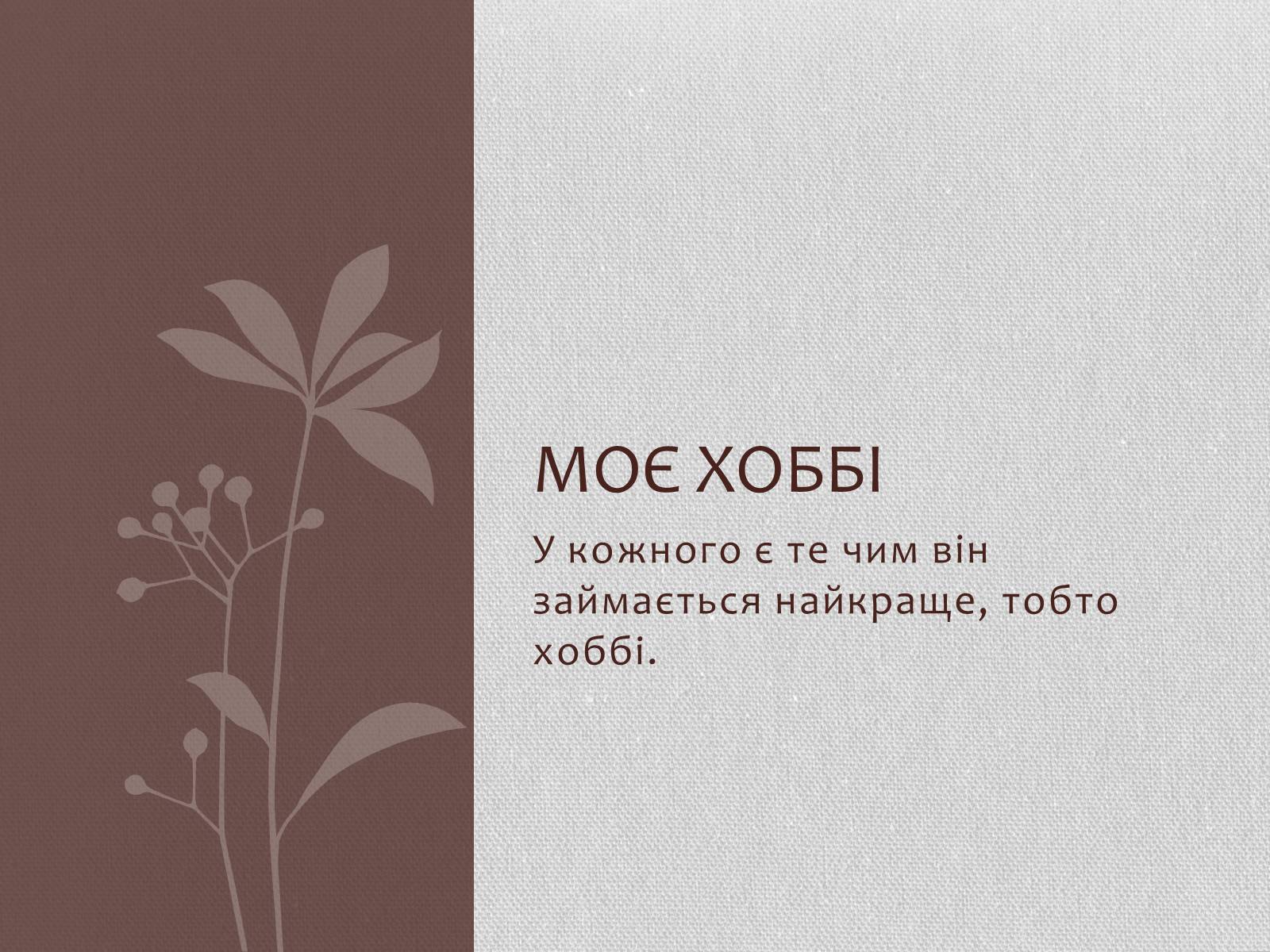 Презентація на тему «Моє хоббі» - Слайд #1