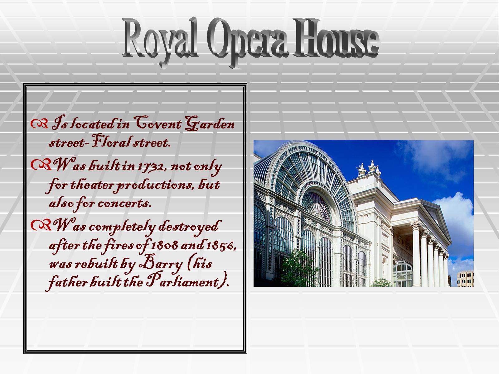 Презентація на тему «Royal Opera House» - Слайд #1 Презентація на тему «Royal Opera House» - Слайд #1