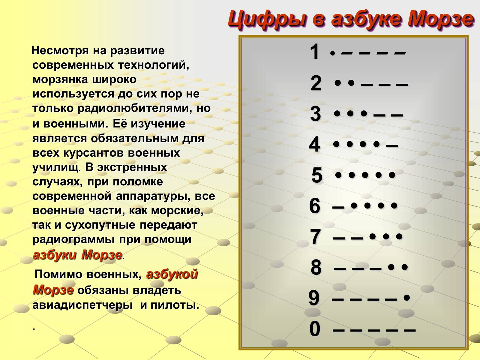 Презентація на тему «Азбука Морзе» (варіант 1) - Слайд #6 Презентація на тему «Азбука Морзе» (варіант 1) - Слайд #6