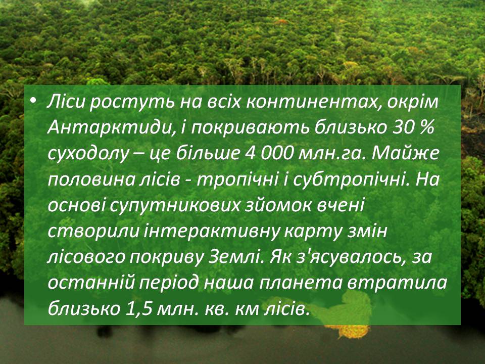 Презентація на тему «Знищення лісів» (варіант 2) - Слайд #10 Презентація на тему «Знищення лісів» (варіант 2) - Слайд #10