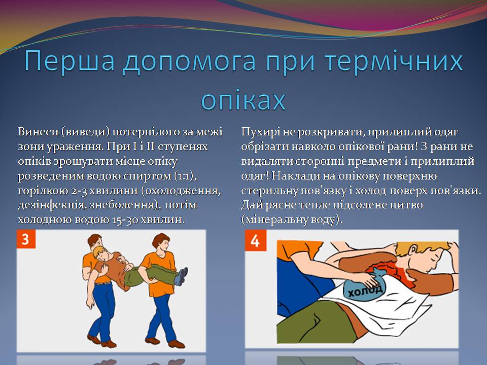 Презентація на тему «Опіки. Перша допомога при опіках» - Слайд #10 Презентація на тему «Опіки. Перша допомога при опіках» - Слайд #10