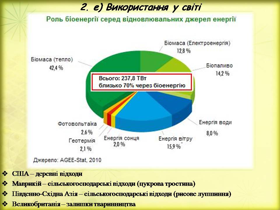 Презентація на тему «Поновлювані джерела енергії. Біоенергетика» - Слайд #12 Презентація на тему «Поновлювані джерела енергії. Біоенергетика» - Слайд #12