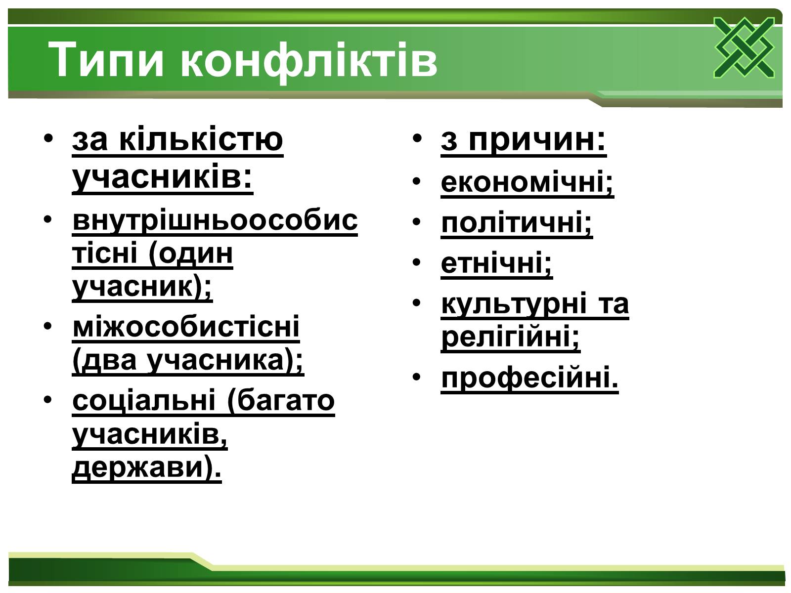 Презентація на тему «Конфлікти та шляхи їх вирішення» (варіант 2) - Слайд #5 Презентація на тему «Конфлікти та шляхи їх вирішення» (варіант 2) - Слайд #5