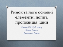 Презентація на тему «Ринок та його основні елементи: попит, пропозиція, ціни»