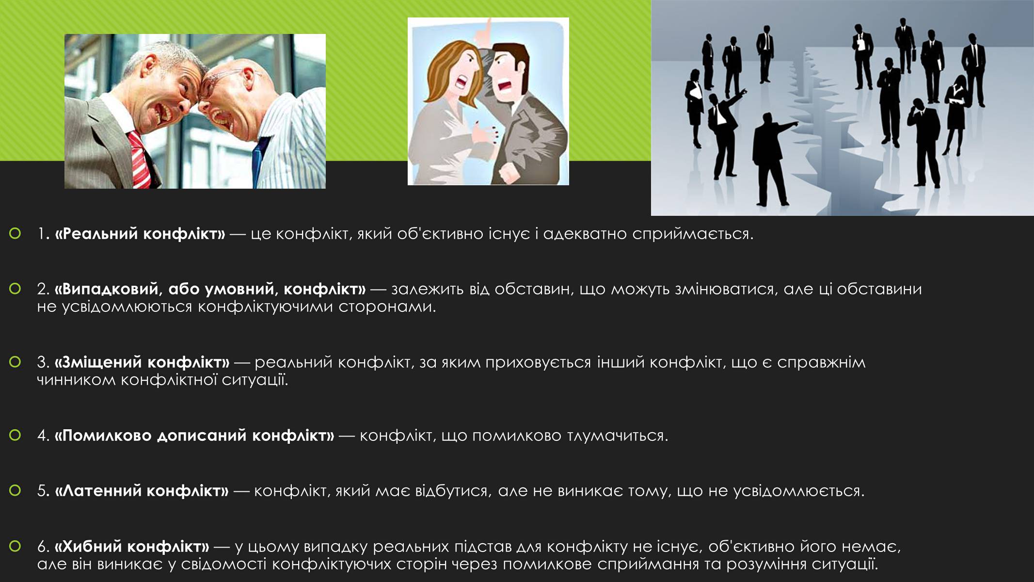 Презентація на тему «Поняття конфлікту. Методи вирішення конфліктів» - Слайд #7 Презентація на тему «Поняття конфлікту. Методи вирішення конфліктів» - Слайд #7