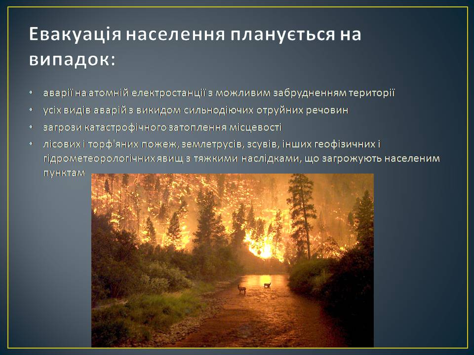 Презентація на тему «Надзвичайні ситуації: загальні положення та евакуаційні заходи» - Слайд #10 Презентація на тему «Надзвичайні ситуації: загальні положення та евакуаційні заходи» - Слайд #10
