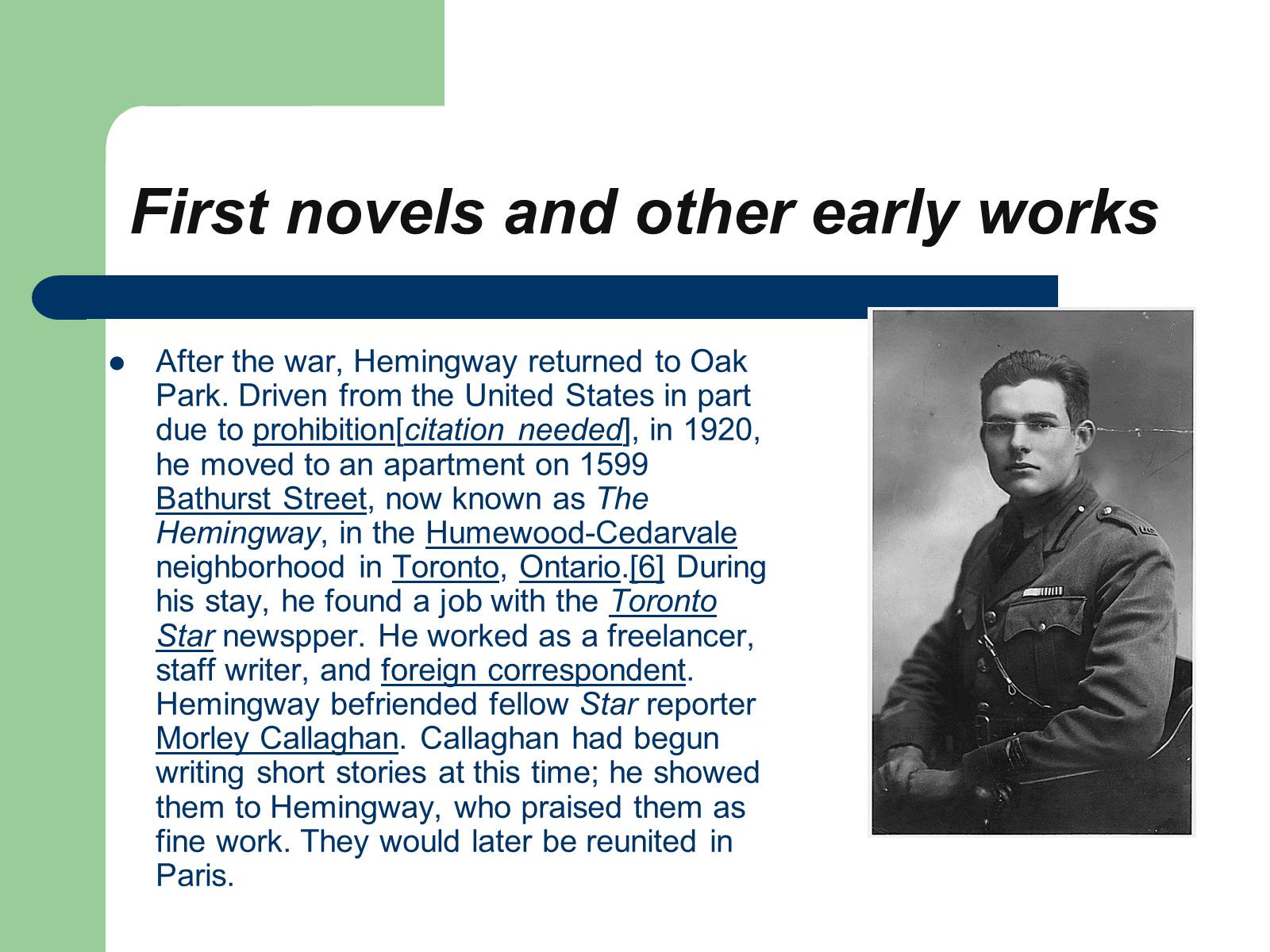 Презентація на тему «Ernest Hemingway» - Слайд #3 Презентація на тему «Ernest Hemingway» - Слайд #3